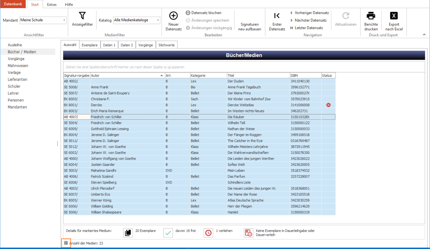 Hier wurden mithilfe der Schalfläche `Alles markieren` alle Einträge der Liste `Aktuelle Vorgänge` ausgewählt. 