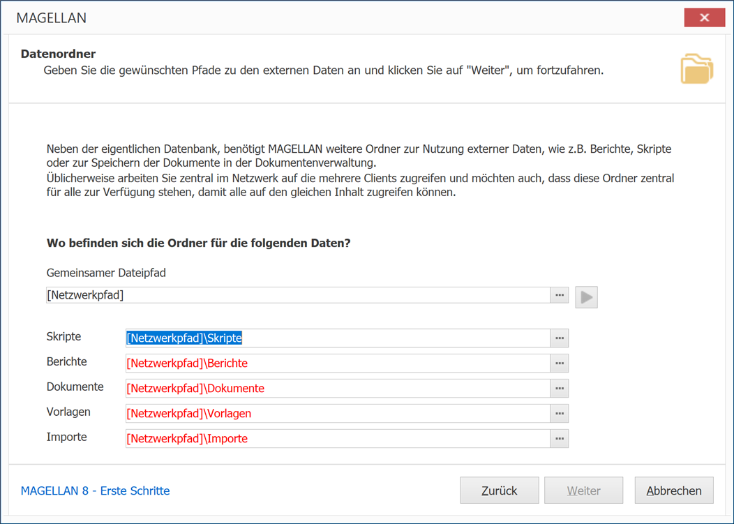 Daten für entfernte Datenordner